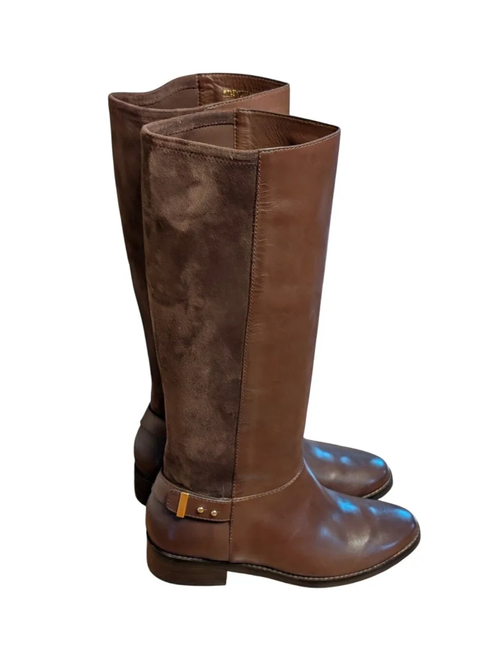 Cole Haan Adler Brown Leather Suede Riding Boots Knee High tall size 8B pull on